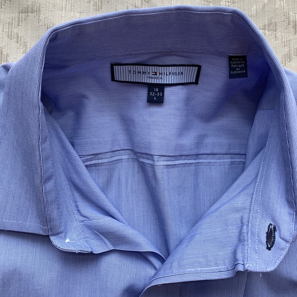 Tommy Hilfiger Men's Dress Shirt 16 (32-33) Blue - Picture 3 of 8